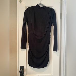 Mable Ruched Black Mini Dress